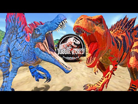 MAX LEVEL 40 Spinosaurus vs Tyrannosaurus Rex, King Shark Dinosaurs Fight 🌍 JURASSIC WORLD EVOLUTION