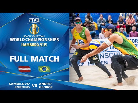 Smedins/Samoilovs vs. Andre/George - Full Match | Beach Volleyball World Champs Hamburg 2019