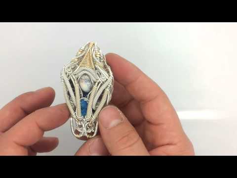 Wire wrap pendant - Double sided - double bailed - symmetrical