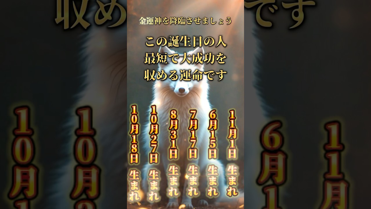 【金運神】この誕生日の人は、最短で大成功を収める運命です！ #金運アップ #成功への道 #誕生日占い