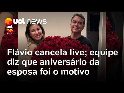 Flávio Bolsonaro cancela live, campanha cita aniversário da esposa como motivo e senador posta foto