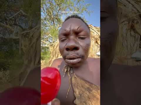Chaabaa's first time eating candy #hadzabetribe #africa
