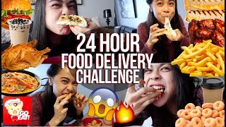 EATING only DELIVERED FOOD for 24HRS |  burger, fried chicken, fries, milktea, seafood & more!!