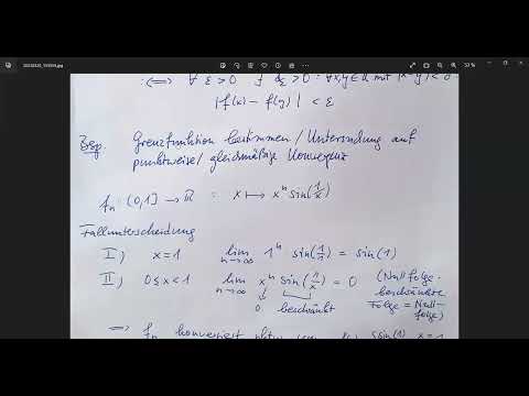 Punktweise Konvergenz, gleichmäßige Konvergenz, Grenzfunktion