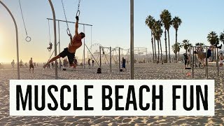 Humans Being Awesome at Muscle Beach (Calisthenics, Acro Yoga, Slacklining, Circus Arts)