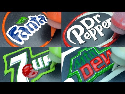 Drink Brand Logos Pancake Art - Fanta, Mountain Dew, Dr Pepper, 7 Up