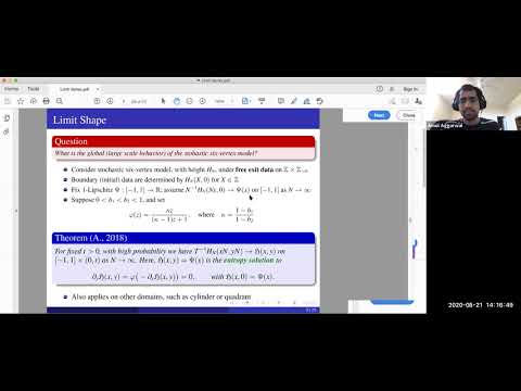 Amol Aggarwal, Limit shapes and local statistics for the stochastic six-vertex model