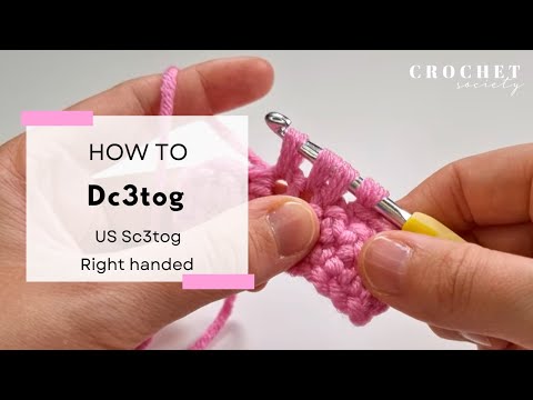 How to Crochet a Dc3tog UK Double Crochet 3 Together (right-handed)  | Beginner Crochet