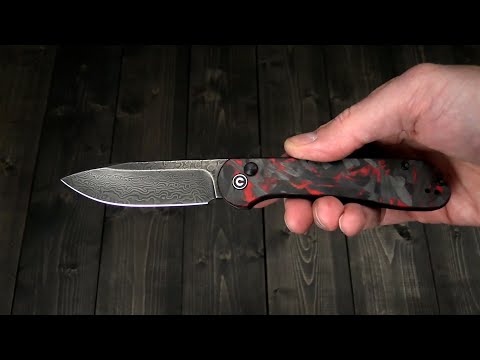 CIVIVI Button Lock Elementum Black Damascus Red/Black Carbon CIVIVI Button Lock Elementum Black Damascus Red/Black Carbon