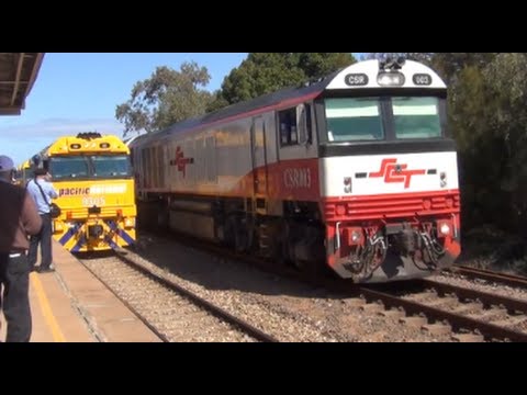 SCT's Bemax Passes Trans Australian Railway Centenary Train at Port Augusta