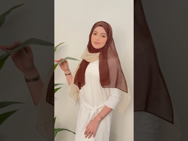 طرحة بوال لونين بني وبيج طبقة واحدة