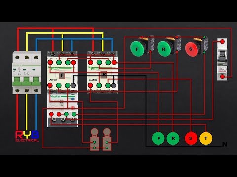 THREE PHASE DOL STARTER CONTROL AND POWER WIRING DIAGRAM REVERSE FORWARD WITH LIMIT SWITCH Video