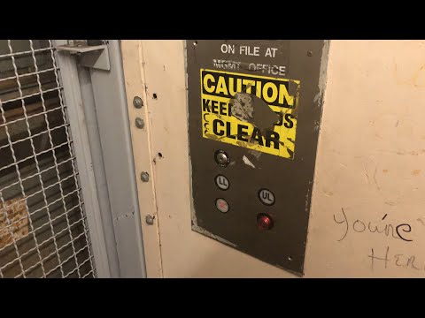 Crusty, but AWESOME Montgomery Dry-Powered Hydraulic Freight Elevator @ Ross Park Mall - PGH, PA