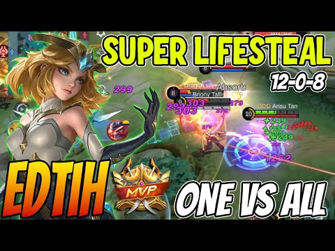 SUPER LIFESTEAL!! EDITH ONE VS ALL DELETE ALL ENEMY!! - Edith Best Build 2022 ~ MLBB