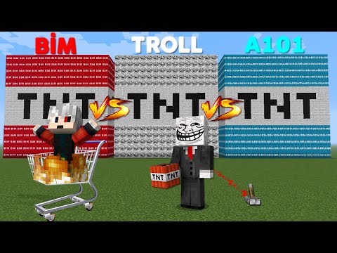 BİM VS TROLL VS A101 TNT ŞANS BLOKLARI - Minecraft