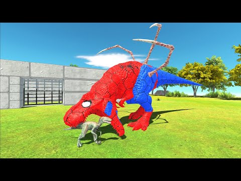SPIDER-MAN T-REX vs CARNIVOROUS DINOSAURS JUNGLE DEATHRUN - Animal Revolt Battle Simulator ARBS