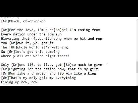 [Guitar Tab/Chord + Lyrics] Live It Up - Nicky Jam ft. Will Smith & Era Istrefi (2018 World Cup)