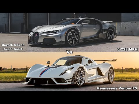 Hennessey Venom F5 Vs Bugatti Chiron Super Sport 0-228 mph Acceleration Comparison 