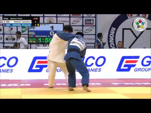 Tomofumi TAKAJO (JPN) Vs Altansukh DOVDON (MGL) - Judo Grand Prix Ulaanbaatar 2014 [-66kg]