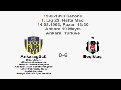 Ankaragücü 0-6 Beşiktaş 14.03.1993 - 1992-1993 Turkish 1st League Matchday 22