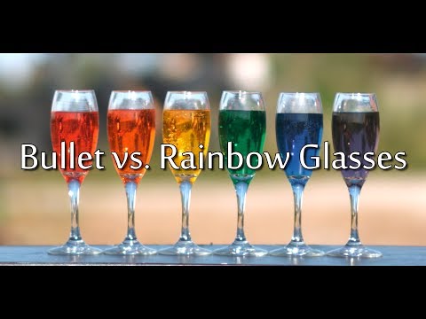 Bullet vs. Rainbow Water Glasses in Super Slow Motion