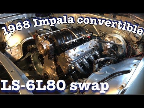 1968 Impala Convertible LS- 6l80 swap PART 1, headers, engine mounts, oil pan in description