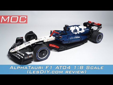 AlphaTauri F1 AT04 1:8 Scale TECHNIC MOC (LesDiy review)