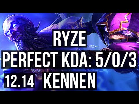 RYZE vs KENNEN (TOP) | 5/0/3, 1.2M mastery, 500+ games | KR Master | 12.14
