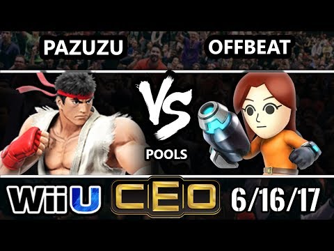 CEO 2017 Smash 4 - Pazuzu (Ryu) vs PKF TCS | Offbeat (Mii Gunner) Wii U Tournament