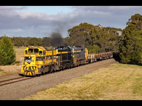SSR's 9165 loaded Rail train to Kurting between Lal Lal and Tourello- 11/7/23