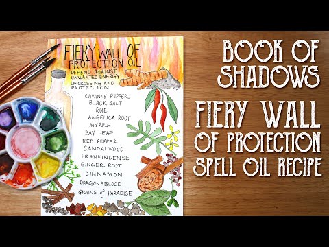 Book of Shadows Page, Fiery Wall of Protection Oil, Spell Oil Recipe - Witchcraft - Magical Crafting