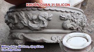 Khuôn chậu Ovan 31cm Silicon - Khuôn Chậu Sơn Cương