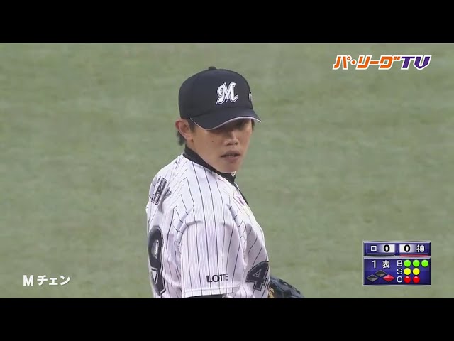マリーンズ・チェン 粘投で6イニングスを投げ切る