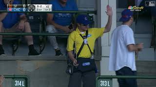 Cubs raffle salesman snags a foul ball