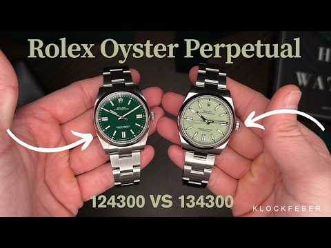 rolex op 124300 vs 134300 — grön jämförelse