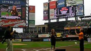 The Star Spangled Banner sung by Theresa Sareo at Citifield
