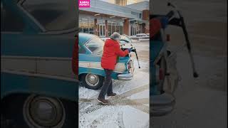 Karma Strikes 🚗 Reckless Motorcyclist in Snowy Parking Lot #karma #snow #shorts