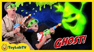 GET SLIMED! Ghost Chaser vs Messy Slime Ghosts & T-Rex Dinosaur w/ Toys in Real Life Fun Kids Video