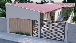 Casa em L com Piscina e Churrasqueira | 2 Quartos | Terreno 8x20m | P174.2