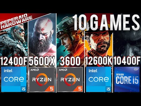 Comparativo - I5 12400F vs R5 5600x, I5 12600K, R5 3600, I5 10400F, I5 11400F (10 Games 1080p/1440p)