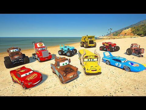 Challenge Crazy Cars McQueen and Friends Truck Mack Miss Fritter Tow Truck Mater The King COLOSSUS