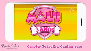 Vídeo de Convite Animado Patrulha Canina rosa