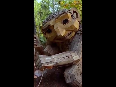 Danish artist holds exhibit for trash-built trolls