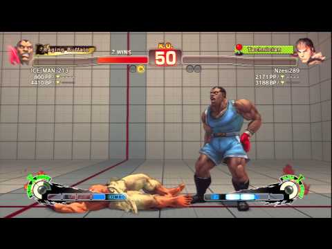ICE_MAN_213 (Balrog) Vs Nzesi289 (Ryu) SSF4 AE Endless Matches - PSN