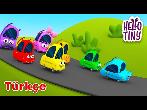 Beş Küçük Araba 🚙 | Bebekler için şarkılar | Hello Tiny Türkçe