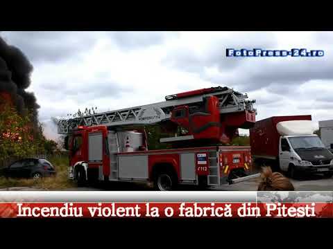 Incendiu violent la o fabrică din Pitești   -.Prundu