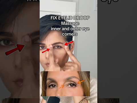 Droopy eyelids? Massage these 2 points to tone droopy lid skin #shorts #eyelidlift #faceyoga