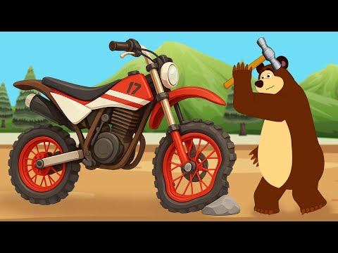 Can the Bear Fix the Motorcycle? 🛠️🐻 Cartoon Repair Time | Bear's Big Garage