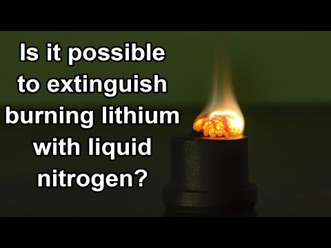 Is it possible to extinguish burning lithium with liquid nitrogen?