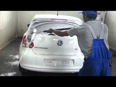 CAR BOX AT VOLKSWAGEN CHENNAI WASHING A WHITE POLO